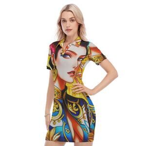 FullbreedCustom Print Women's Polo Collar Dress